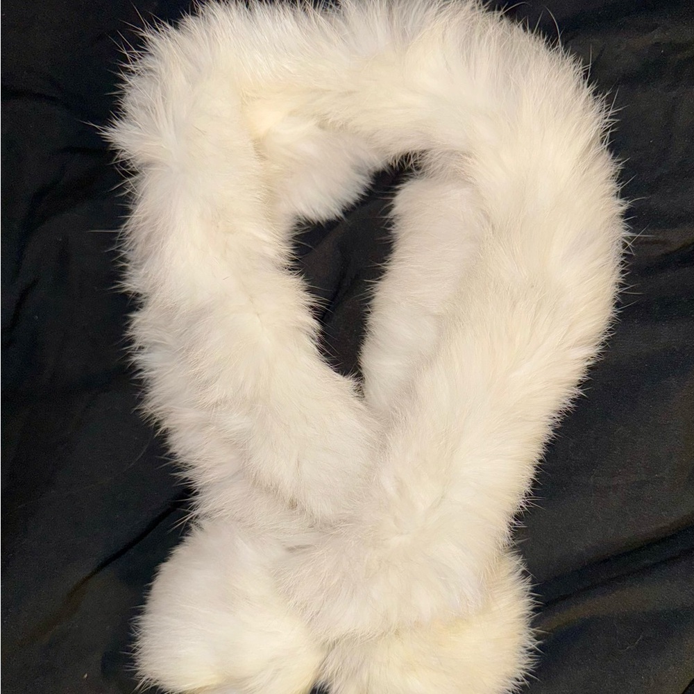 Real White Fox Fur Neck Warmer Adjustable Scarf
